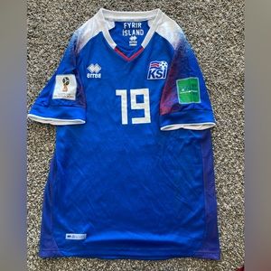 2018 World Cup Iceland Home Jersey with WC patches Men’s S - Gislason